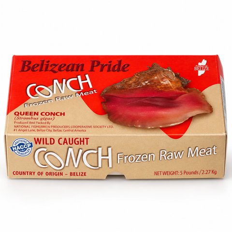 Belizean Pride Wild-Caught Queen Conch Meat – Frozen Raw, 5 lb