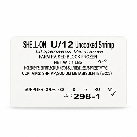 Premium Jumbo Shrimp – Headless, Shell-On, U/12 Count, 4 lb