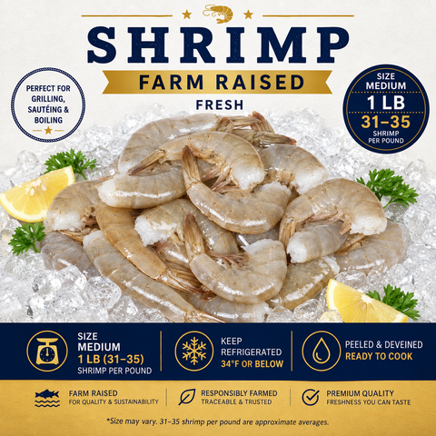 Medium Shrimp – Headless, Shell-On