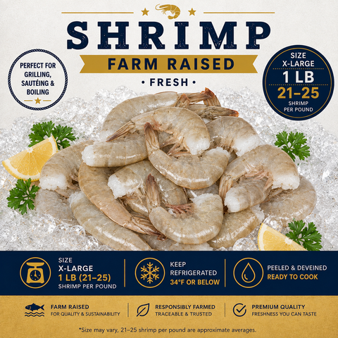 X-Large Shrimp – Headless, Shell-On