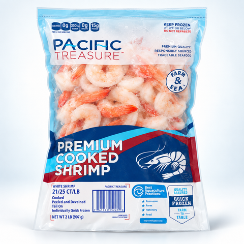 Premium Cooked Shrimp – Cleaned, 21–25 Count, 2 lb