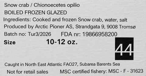 Wild-Caught Snow Crab Clusters – Cooked & Frozen, - By Bag